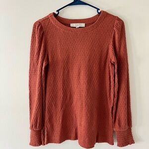 LOFT Women's Terracotta Puff Sleeve Blouse